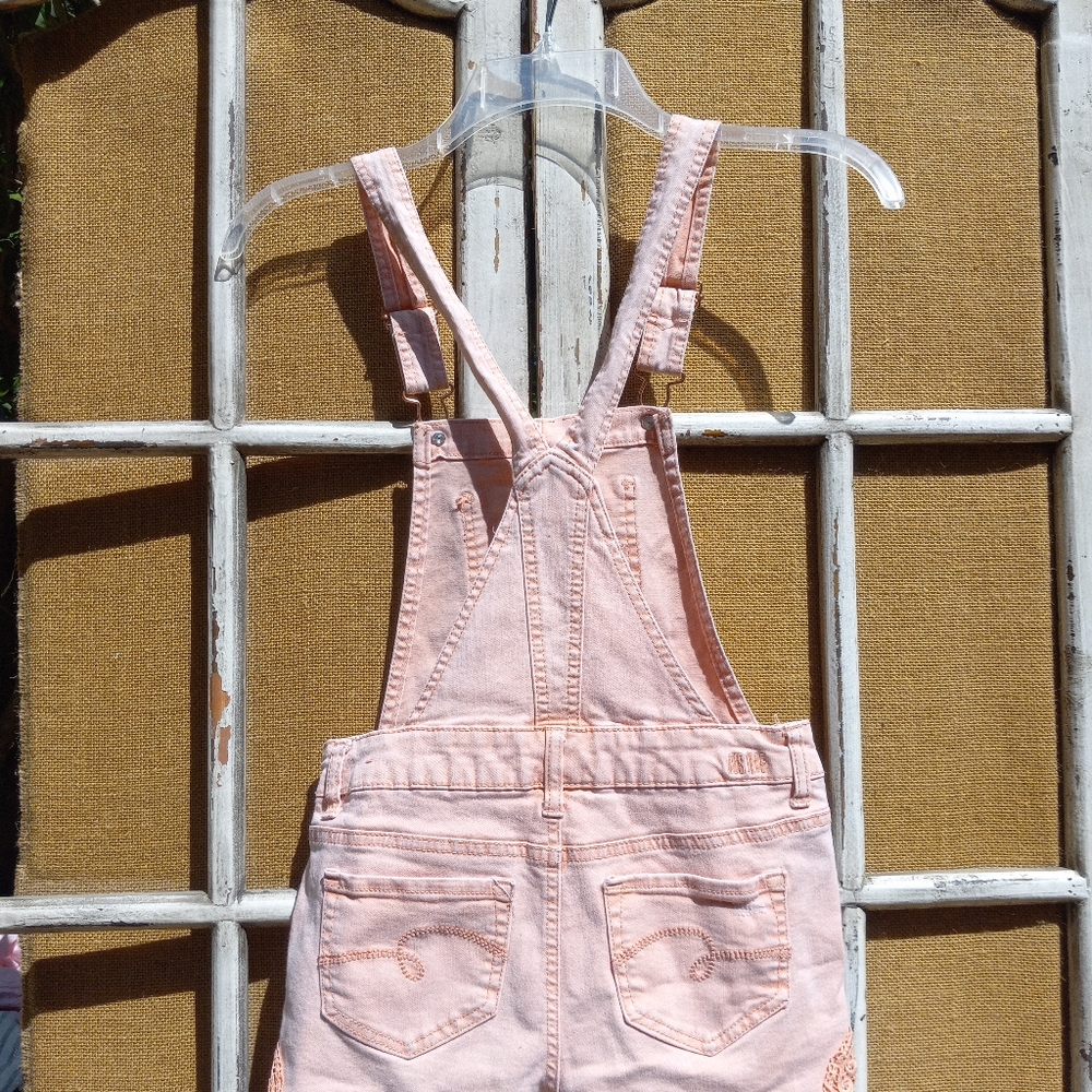 Girls Peach Jean Overalls 12 - Picture 2 of 3